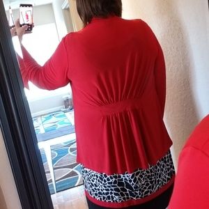 Avital Sweaters - Women's Plus Size Red Silky Cardigan Avital Sweaters - Women's Plus Size Red Silky Cardigan